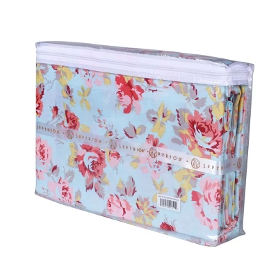 Soft 300 Thread Count Cotton Duvet Cover Bed Set With Pillow Shams, Vintage Floral Or Solid Bedding Bohemian Wildflower By Blue Nile Mills - Image 4