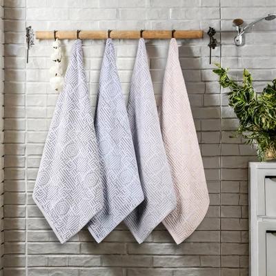 Cotton Modern Geometric Jacquard Soft Highly-Absorbent Assorted 3 Piece Bathroom Towel Set By Blue Nile Mills - Image 6