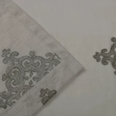 Damask Semi-Sheer 2-Piece Curtain Panel Set With Stainless Grommet Header - Blue Nile Mills - Image 3