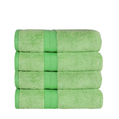 4 Piece Bath Towel Set, Rayon From Bamboo And Cotton, Plush And Thick, Hypoallergenic, Solid Terry Towels With Dobby Border By Blue Nile Mills - Image 10