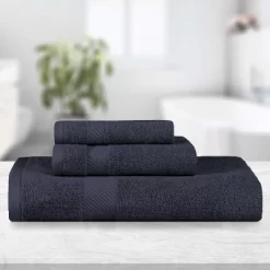 Modern Solid Classic Luxury Cotton 3 Piece Bath, Face, And Hand Towel Set By Blue Nile Mills