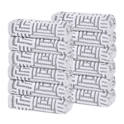 Cotton Modern Geometric Jacquard Soft Highly-Absorbent Face Towel Washcloth Set Of 12 By Blue Nile Mills - Image 10