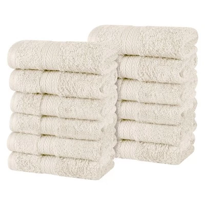 Cotton Plush Soft Highly-Absorbent Heavyweight Luxury Face Towel Washcloth Set Of 12 By Blue Nile Mills - Image 8