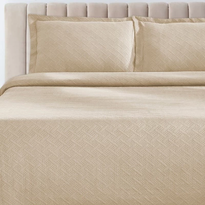 Basketweave Jacquard Matelassé Cotton Bedspread Set - Blue Nile Mills - Image 4