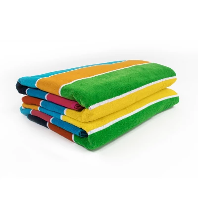 Rainbow Striped Cotton Oversized Reversible Beach Towel Set Of 2 By Blue Nile Mills - Image 6