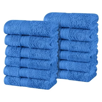 Cotton Plush Soft Highly-Absorbent Heavyweight Luxury Face Towel Washcloth Set Of 12 By Blue Nile Mills - Image 7