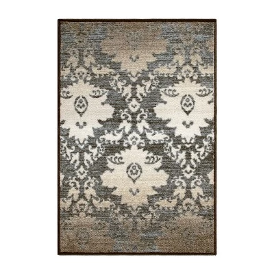 Vintage Medallion Scroll Non-Slip Washable Indoor Runner Or Area Rug By Blue Nile Mills - Image 5